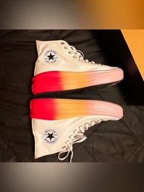 Converse Platform White High Top Sneakers with Gradient Sole